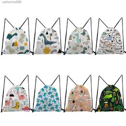 Backpacks Cartoon Animals Print Storage Bags Baby Clothing Kids Toys Organiser Drawstring Candy Bags Custom Picture Women's BackpackL231108