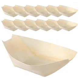 Bowls 120 Pcs Ship Shape Wood Chip Bowl Disposable Container Boats Sushi Containers Tray Sashimi Serving Pine