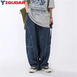 Men's Jeans Men Wide Leg Baggy Retro Japanese Simple Leisure Stylish Trousers Soft Solid -fashion Y2k Streetwear Cargo Pants