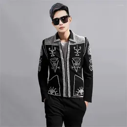 Men's Suits Autumn Blazers Men Suit Jackets Winter Online Celebrity Heavy Industry Beading Embroidery Slim Youth Coat Night Club Hairdresser