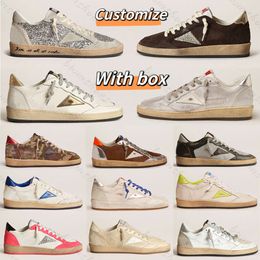 Golden Designer Sapatos Casuais Mulheres Super Star Brand New Release Ball Luxury Shoe Itália Sneakers Lantejoulas Clássico Branco Do Old Dirty Men Lace Up 35-46