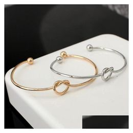 Chain New Arrival Designer 3 Colors Alloy Cuff Charm Bracelets For Women Adjustable Open Knotted Bangle Bracelet Party Jewelry Gift 2 Dhvc1