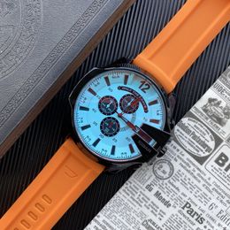 Wrist Watches for men 2023 mens Watches 52mm Big dial All dials work Quartz Watch High Quality Top Luxury Brand Chronograph Clock Fashion Diese Rubber Strap Type two