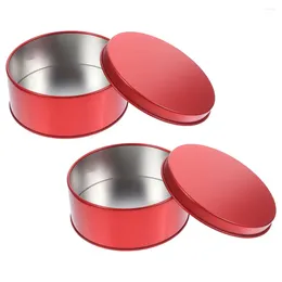 Storage Bottles 2pcs Candy Packing Box Tinplate Cookie Tin Holiday