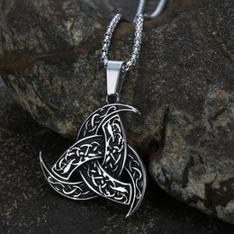 Pendant Necklaces Nordic Style Viking Celtic Knot Triangle Necklace For Men Retro Amulet Jewelry GiftPendant3356