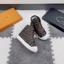 2023 Winter trend foreign trade classic shoes Fashion casual letter Cheque full flat lace-up children's shoes, size 26-35cm q25