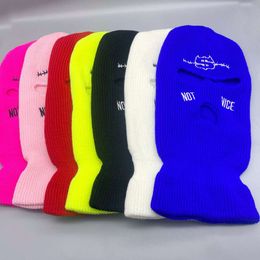 Winter Cold and Warm Head Cover Three Hole Colored Knitted Hat Windproof Face Mask Cycling Hip Designer Hop Hair KU0W