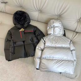 Brand Children puffer Hooded Down Coats girl boy Winter Windproof Hooide Black Silver Jackets Kids Outwear