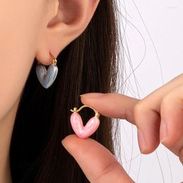 Hoop Earrings Heart For Girl Enamel Hypoallergenic Pink Type Women Jewelry Gifts