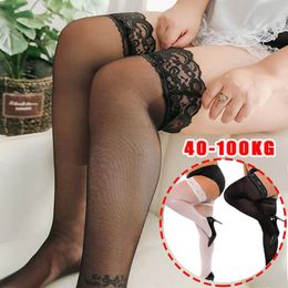 5 PC Sexy Socks Large Size Women Stockings Sexy Thigh High Long Socks Plus Size Lace Top Over Knee High Silk Stockings With Anti-slip Silicone Z0407