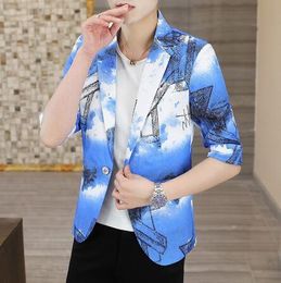 Men s Suits Blazers men s Printing Top coat printing Casual fashion slim outer jacket suit 230407