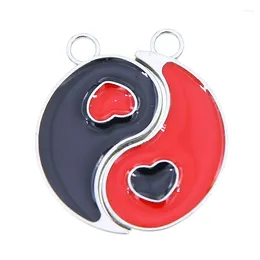 Pendant Necklaces 50pcs/25sets 30 16 Chinese Style Taiji Bagua Alloy Drop Oil Jewelry Accessories Peach Mood Lovers Necklace LoveBracelet