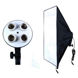 Freeshipping Photographic Equipment Photo Studio Soft Box Kit Video Four-capped Lamp Holder Lighting 50*70cm Softbox Photo Box Nbjds
