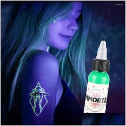 Tattoo Inks 15Ml Bottle Professional Fluorescence Ink Purple Light Micropigmentation Pigment Uv For Body Painting Drop Delivery Heal Otgu4