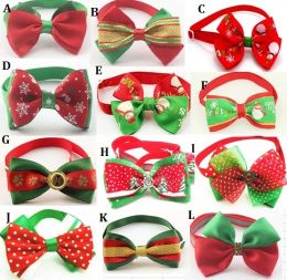 100pc lot Christmas Holiday Dog Bow Ties Cute Neckties Collar Pet Puppy Dog Cat Ties Accessories Grooming Supplies P88 ZZ