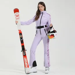 Skiing Jackets 2023 Winter One-Piece Ski Suit Warm Fitting Women Outdoor Snowboard Jacket Overalls Windproof Waterproof Jumpsuits Set