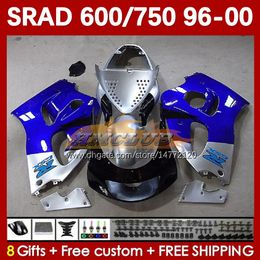 Body Kit For SUZUKI silvery blue SRAD GSXR 750 600 CC GSXR600 GSXR750 1996-2000 168No.50 GSX-R750 GSXR-600 1996 1997 1998 1999 2000 600CC 750CC 96 97 98 99 00 MOTO Fairing