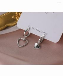 Hoop Earrings 925 Sterling Silver Ear Buckle INS Simple Heart Drop For Women Brand Fashion Cuff Piercing Dangle Earring