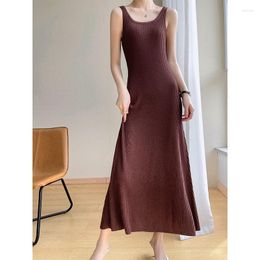Casual Dresses Spring And Summer Ice Silk U-neck Strapless Female Korean Fashion Comfortable Temperament Hundred With Halter Dress