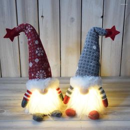 Garden Decorations Factory Christmas 2023 Xmas Gift Festival Knitted Grey Gonk Decor LED Light Up Gnome Ornament