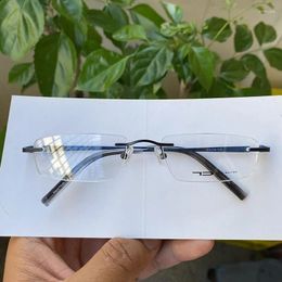Sunglasses Frames Rimless Titanium Spectacles Men Rectangular Myopia Medium Large Size