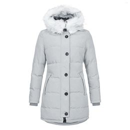 Women's Down Long-sleeved Zipper Pocket Coat Jacket Faux-Fur' Winter Warm Inside Fleece Padded Slim Femmle Clothing 2023 Casual Parka