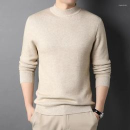 Men's Sweaters Autumn Winter Semi-high Collar Bottoming Shirt Solid Colour Fashion Slim Pullover Top Soft Warm Sweater Casual Men Wear