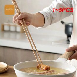 Chopsticks 1-5PCS Japanese Extra Long Wooden Polished Beech Wood Fried Noodle Anti-slip Kitchen Cooking Tools