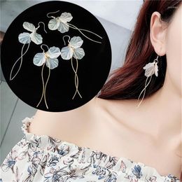 Stud Earrings Lovely Tassel Long White Petal Eternal Flower Brincos Wedding Statement Jewellery Wholesale