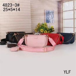 Brand 22SS High Quality Women Favorite Day Packs 3pcs Leather Handbags Multi Accessories Purses Brown Flower Mini Pochette Cross b271h