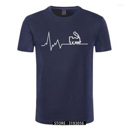 Men's T Shirts Heartbeat Railway Shirt Men Funny Train Printed Cotton Tops For Summer Short Sleeve T-shirts Camisetas Clothing
