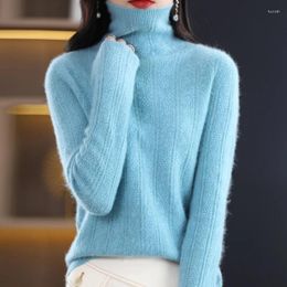 Women's Sweaters Cashmere Sweater Knitted Pure Merino Wool 2023 Winter Loose Fashionable High Neck Top Autumn Warm Pullover
