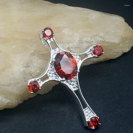 Pendant Necklaces Fashion Jewelry Unique Genuine 925 Silver Holy Cross Red Garnet Amazing Necklace Gifts For Women Girls 20233983