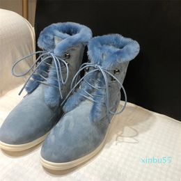 couple flat mid-tube wool boots men's warm and comfortable wild large size snow ankle boot luxury designers women's booties
