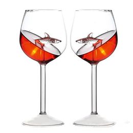 Christmas Decorations 2pcs Creative Shark Wine Glass Goblet Whiskey Glass Dinner Decorate Crystal For Party Flutes Glass Cups 231107