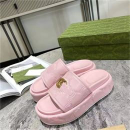 2023 Luxury Brand Designers Platform Slippers Sandals Quilted Thick Bottom Women Slippers Fashion Summer Shoes Slider Beach Flip Flop 35-44