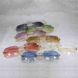 Luxury designer summer sunglasses Vintage Rimless Square Men Oculos Lens Shape Shade Metal Frame Clear Glasses for Reading Gafas Women Outdoor 1130Kajia