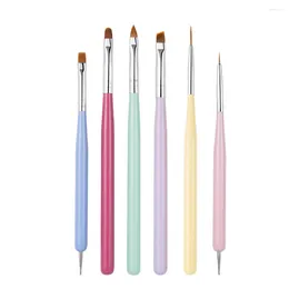 Nail Art Kits 6Pcs Dust Brush Portable Striping Brushes Multi-function Fine Liner Tools