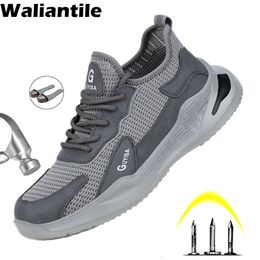 Dress Shoes Waliantile Antismashing Man Safety Summer Breathable Construction Work For Men Indestructible Sneakers 230407