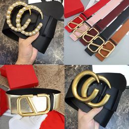 Designer Belt Belts for Women Designer Womens Men Fashion 7cm Wide Leather Sided Use Gold Metal Bucklepearl 90-125cm Waistband Quality