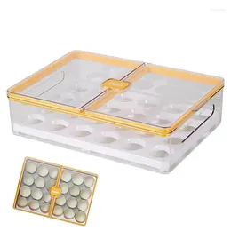 Storage Bottles Large Egg Container 24-Grid Breathable Kitchen Fridge Organize Containers Multifunctional Pull Out Drawer Holders