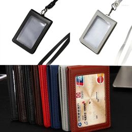 Card Holders Compact Holder Vertical Badge Work Cards Case Wallet With Lanyard Strap
