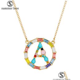 Pendant Necklaces 26 English Alphabet Letter Necklace Fashion Gold Chian For Women Man Diy Jewelry Making Az Wholesa Dhgpv