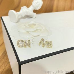 Diamond Stud Letter Brand Gold Plated Earrings Designer Jewellery Women Wedding Party Lovers Gift