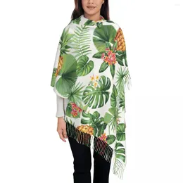 Scarves Pineapple Tropical Fruit Flower Scarf For Women Warm Winter Cashmere Shawl Wrap Floral Green Plant Large Ladies