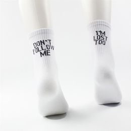 Creative Personality Design Selling European and American Left and Right Feet Cotton English Alphabet Socks Simple Fashion283m