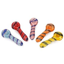 Colourful Wig Wag Cosmic Line Smoking Glass Pipes Portable Handmade Dry Herb Tobacco Philtre Spoon Bowl Innovative Handpipes Pocket Cigarette Holder DHL