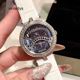 Quartz Watch High Precision Diamond Inlaid Women's Watch Lover Bridge Leather Romantic Kissing Fashion Girl's Watch