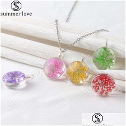 Pendant Necklaces Handmade Dried Flower Glass Necklace Colorf Fashion Jewellery For Women Girls Gift Wholesale Dhwbw