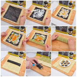 Dinnerware Sets Sushi Rolling Mat Roller Natural Pad For Home Restaurant Homemade Supplies 24x24cm Kitchen Kit